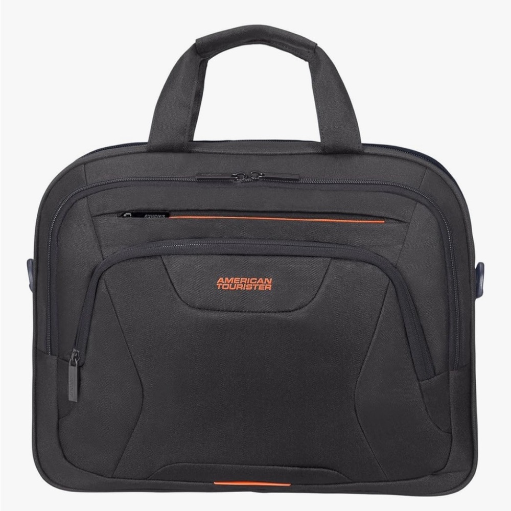 EUC American Tourister Laptop Bag. Like new. Black w/orange details. See photos